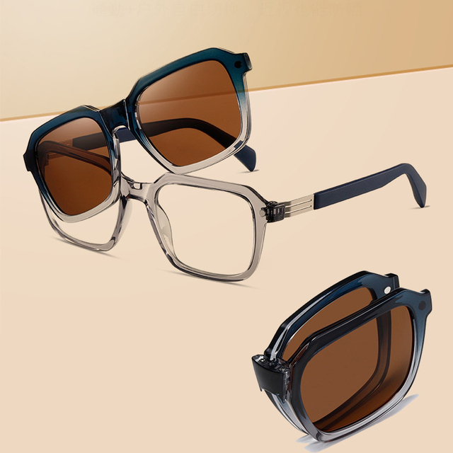 TR Magnetic Clip on Anti Blue Light Myopia Glasses Rectangle Computer Glasses Polarized Nightvision Clip Prescription Lenses