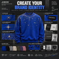 Sweat-shirt streetwear de luxe, design personnalisé, orné de strass, coupe oversize, col rond, fabricant OEM ODM