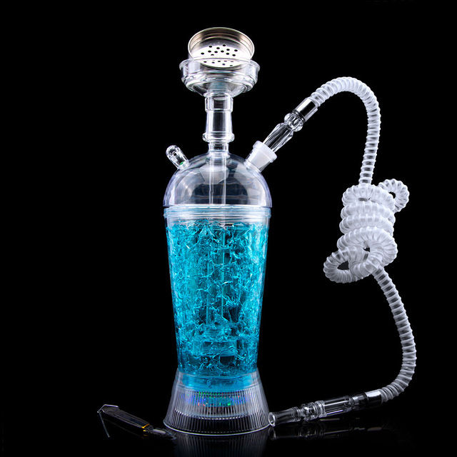 Arabian Hookah Single Pipe Acrylic Water Pipe Plastic Set of Accessories LED Light Jelly Pot Shisha