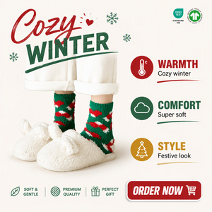 Autumn <strong>Winter</strong> Women's Cute Elk <strong>Snowman</strong> Plush Stockings Christmas Coral Velvet Ankle Stockings Bottom Thickened Gift Stockings - Product Image 3