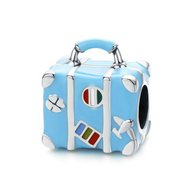 blue suitcase charm