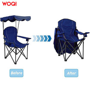 เก้าอี้พับแคมป์ปิ้ง Woqi สีน้ำเงิน ผ้า Oxford โครงอะลูมิเนียม พกพาสะดวก ใช้ได้ทั้งกลางแจ้งและในสวน พร้อมหลังคาและที่วางแก้ว - Product Image 1