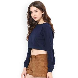 Logotipo personalizado rápido Sexy mujeres Crop Tops Casual Fit Fitness recortado Sudadera con capucha bordado al por mayor en blanco ajustado recortado con capucha para - Product Image 2