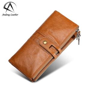 Cartera Larga Andong para Mujer, de Cuero Vacuno Genuino, Bolso de Mano, Bolso de Hombro, Multifuncional, Anti-RFID - Product Image 1