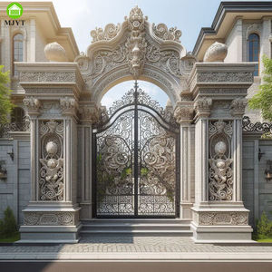 Puerta Foshan, puerta de empresa, diseño superior, Puerta de Hierro dorado wroug de lujo, Villa, castillo señorial, entrada exterior, puertas eléctricas de moda - Product Image 2