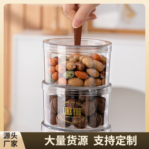 Transparent Airtight Food <b>Storage</b> <b>Containers</b> Cylinder Stackable With Buckle Lid For Snacks Dried Fruit Kitchen Use - Product Image 5