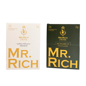 กล่องกาแฟสำเร็จรูปพรีเมียม บรรจุภัณฑ์แข็งแรง ดีไซน์ฟอยล์สีทอง คุณภาพสูง เกรดอาหาร - Product Image 2