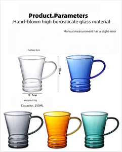 Tazza Minimalista in Vetro Borosilicato a Doppia Parete con Manico Resistente al Calore 250ml Soffiata a Mano per Birra/Latte/Tè/<span class=keywords><strong>Acqua</strong></span> - Product Image 5