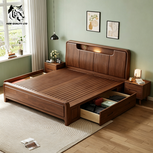 Base de cama king size de madera de 1.5m, diseño único, muebles de dormitorio, precio económico de fábrica en China, gran stock, envío directo, cama queen. - Product Image 6