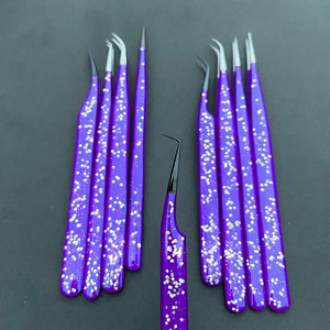 Private Label Pro Lash Tweezers Stainless Steel Anti <b>Rust</b> Volume Snowflake Glitter Gel Eyelash Tool OEM - Product Image 1