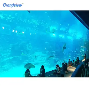 Hotéis de aquário em fibra de vidro personalizado, tamanho de peixe ultra transparente 200 galão em fibra de vidro