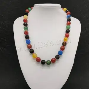 fall 2022 jewelry round gemstone necklaces mixed colors beads polished for woman 1413515