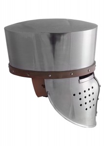 Casco Medieval de Cruzado en Acero Plateado, Hecho a Mano, con Forro de Cuero Genuino, Estilo Histórico Tradicional - Product Image 3