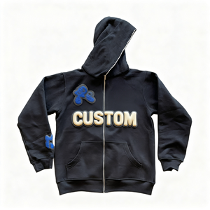 Sudadera con capucha extragrande de algodón grueso con estampado gráfico y cremallera completa, estilo boxy y corto, de fabricante de ropa FTS - Product Image 2