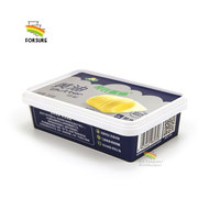 Seau en plastique rectangulaire de 200 g (7 oz) avec couvercle anti-effraction, qualité alimentaire, IML, pots à beurre givrés, contenants en plastique