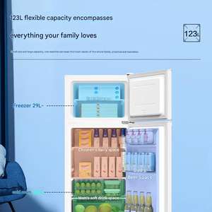 Mini <span class=keywords><strong>réfrigérateur</strong></span> à double porte 123L avec faible niveau sonore, purification or noir, efficacité énergétique électrique, autonome pour utilisation hôtelière - Product Image 2