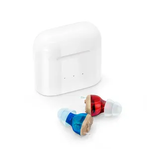 New Hearing Amplifier Red and Blue Vision for Hearing Loss Super Mini Size CIC Invisible Rechargeable Hearing Aid Price Range