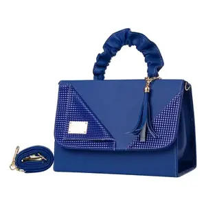 Sac de plage bleu pour femme Fana Mirta, taille moyenne, imperméable, imprimé diamant et perles, style décontracté, double poignée, forme rectangulaire - Product Image 6