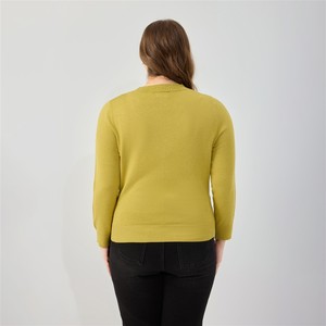 Plus Size Damen-Strickpullover mit Strassverzierung, langärmlige Bluse mit Ausschnitten für Arbeit, Abend, Dating, Alltag - Product Image 4