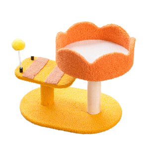 Torre de sisal multinivel para gatos, diseño de flor de <span class=keywords><strong>abeja</strong></span>, con poste rascador floral y <span class=keywords><strong>bolas</strong></span> colgantes, inspirada en un árbol - Product Image 1