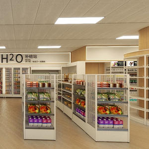 Factory Direct Sales Modular Stainless Steel Supermarket Rack-Adjustable Luxury Modern Design <b>Black</b> Color 6-<b>Shelf</b> Floor Mount - Product Image 2