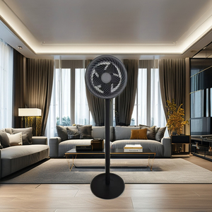 Ventilateur sur pied circulateur de haute qualité, 9 pouces, gris foncé, en plastique, réglable mécaniquement en hauteur, avec minuterie, léger, soufflage doux et froid, pour extérieur - Product Image 6
