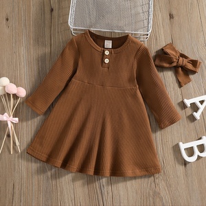 6M-4Y infantile enfant en bas âge enfants bébé filles robe doux tricoté à manches longues bouton robes pour filles automne printemps vêtements D35 - Product Image 4