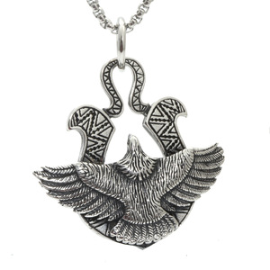 Collier avec pendentif aigle yunnique en acier inoxydable, unisexe, à la mode, argenté et noir, bijoux cadeau - Product Image 1