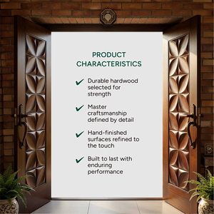 Puerta de Entrada de Madera Sólida Golden Aero GA-52S con Diseño Curvo y Tallado Circular Estilo Artesanal para Uso Exterior - Product Image 4