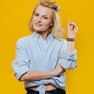 Bracelet ajustable géométrique tendance, bracelet personnalisé à rayures arc-en-ciel, bracelet en toile arc-en-ciel, bracelet de fierté LGBT - Product Image 2