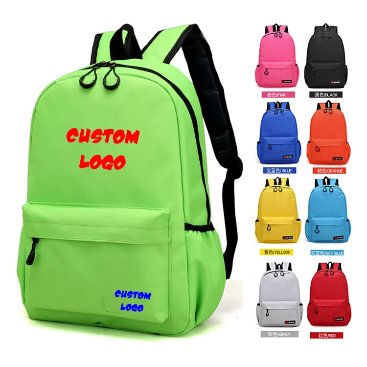 Mochila barata personalizada al por mayor de fábrica, mochila escolar 600D impermeable, mochila informal para niñas, mochila para niños