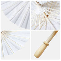 Décoration et fournitures de mariage, vente en gros, artisanat chinois DIY, parapluie en papier blanc à long manche, accessoire de photographie de mariage, décoration de fête, parasol peint