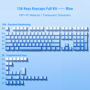 Chống Xước Gradient 134 Key Chơi Game Keycaps, Bán Trong Suốt Bên Khắc Nhân Vật Keycaps, OEM Chiều Cao Đôi Chính Mũ - Product Image 3