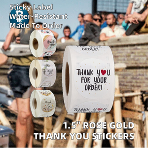 New 1.5 Inch 500-Piece Round 4-Color Bronzing Rose Gold Adhesive Sticker for Candle & Craft Decorative Use Made From <b>Vinyl</b> - Product Image 2