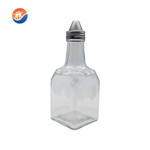6 onzas. Cruet de vidrio de forma cuadrada de aceite y vinagre con vertedor - Product Image 4
