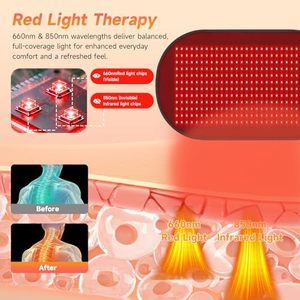 Tapis de <span class=keywords><strong>luminothérapie</strong></span> rouge 39,4'' x 23,6'' pour le corps, couverture de <span class=keywords><strong>luminothérapie</strong></span> à 360 LED pour la maison, soulagement des douleurs musculaires - Product Image 6
