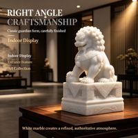 Paire de statues de chiens chinois sculptées à la main en marbre blanc naturel, sculpture de lion gardien pour portail