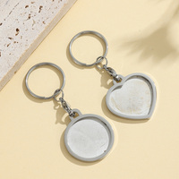 Yiwu Aceon acier inoxydable forme personnalisée taille centre rainuré bord surélevé bricolage Cabochon coeur lunette ronde pendentif porte-clés