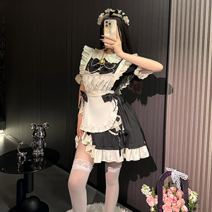 Dolce carino Lolita <span class=keywords><strong>cameriera</strong></span> Cosplay vestito Set elegante Anime costumi <span class=keywords><strong>per</strong></span> uniforme con stretta manica in vita grembiule - Product Image 2