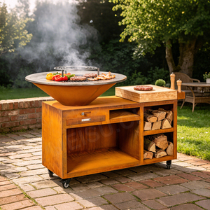 MEISU.CH Barbacoa Moderna de Acero con Recubrimiento en Polvo para Exteriores con Carrito WS-TB, Diseño Resistente a la Oxidación, Acero Resistente a la Intemperie (A - Product Image 3