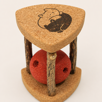 Juguete para Gatos de Corcho con Forma de Reloj de Arena, Bola Rodante de Madera Natural, Juguete Interactivo de Rompecabezas para Gatos de Interior