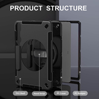 Étui antichoc avec support rotatif à 360°, dragonne et emplacement pour stylet pour tablette Samsung Galaxy S11 11 pouces SM-X730 SM-X736B