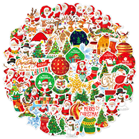 100 Pegatinas Navideñas Holográficas para Laptop, Regalo, Decoración de Dibujos Animados Lindos, Pegatinas Yingao, Pegatinas de Vinilo Impermeables con Purpurina