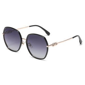 Nuevas gafas de sol polarizadas con montura cuadrada de estilo europeo para mujer, protección UV400, montura de metal TR, lentes TAC, negro C1 DL-D6412 - Product Image 4