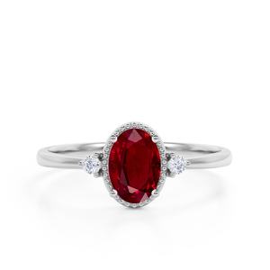 แหวนเงินแท้ประดับพลอยโกเมนสุดหรู สไตล์วินเทจ สำหรับงานหมั้นและงานแต่งงาน - Product Image 3