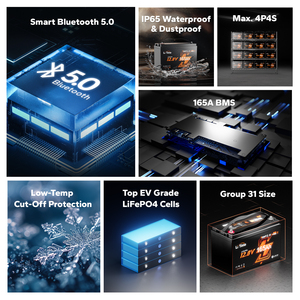 Đỉnh tải Thạc sĩ litime 12V 165ah Bluetooth pin <span class=keywords><strong>lithium</strong></span> gói nhóm 31 cho 3000W biến tần - Product Image 6