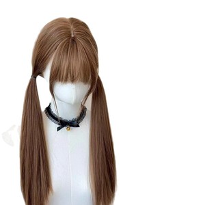 วิกผมยาวตรงสไตล์โลลิต้า พร้อมผมหน้าม้าปัดข้าง เส้นผมธรรมชาติ ใยคาเนคาลอน ผ้าลูกไม้โปร่งใส เหมาะกับทุกรูปหน้า - Product Image 5