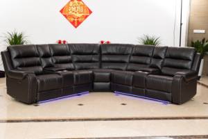 أريكة زاوية حديثة JS مقطعية بالطاقة مع وحدة تحكم جلدية هوائية أضواء LED أثاث غرفة المعيشة - Product Image 3