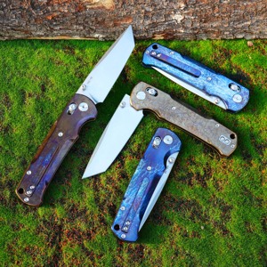 GT-T0039-4 高級チタン製 バーニングライトニングパターン VG-10 アクシスロック アウトドア折りたたみナイフ - Product Image 4