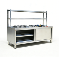 Plan de travail en acier inoxydable résistant à la rouille avec porte coulissante, étagère réglable, table de préparation pour cuisine commerciale, cantine